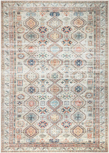 Keen Home Design 8x10 Rug - Machine Washable Area Rug with Non-Slip Backing, Ideal for Living Room, Dining Room, Bedroom - Vintage, Easy Clean, Durable, Low Pile Rug - (8' x 10')