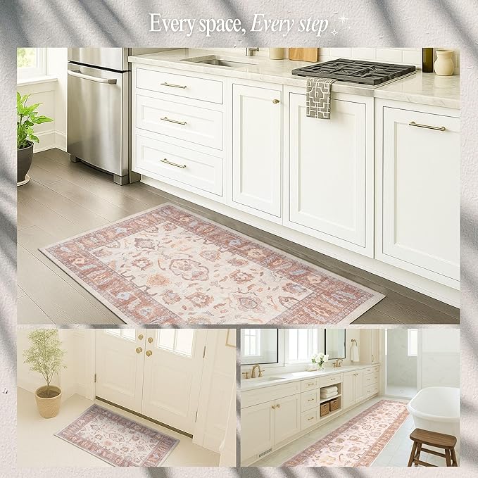 Fame Rugs Brown Modern Oushak Rug 5x7, Washable Vintage Turkish Colorful Oriental Antique Inspired Area Rugs, Luxury Living Room Bedroom (383BB, 5' x 7')