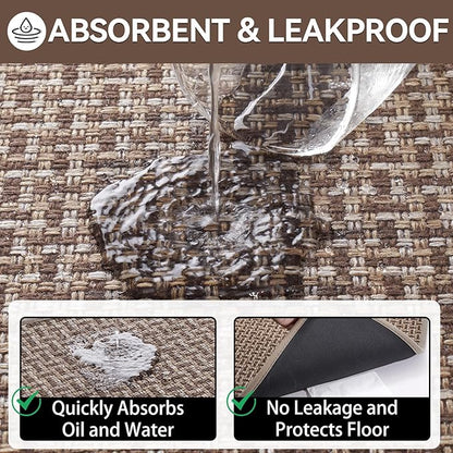 Indoor Door Mat 36x60 Dirt Resistant and Absorbent, Non-Slip Rubber Backing Floor Mats, Easy Clean Low-Profile Doormat for Entryway, Front Door, Inside Entrance Brown