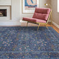 Dining Room Rugs for Under Table - 6x9 Washable Dark Blue Oriental Area Rug for Living Room, Low Pile Non-Slip Floor Carpet for Bedroom - Vintage Navy Design & Stain Resistance