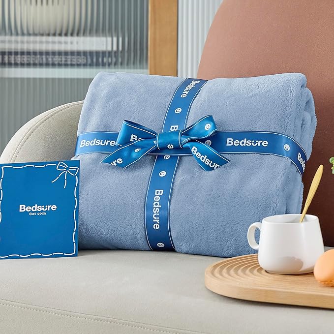 Bedsure GentleSoft Twin XL Fleece Blanket Dorm Bedding - Lightweight Soft Cozy Blankets for Bed, Sofa, Couch, Travel, Camping, Light Blue, 66"x90"