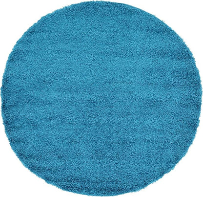 Unique Loom Solid Shag Collection Area Rug (6' 1" Round, Turquoise)