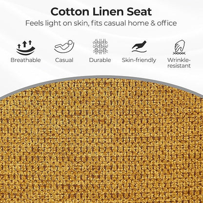 Zouron Mid Century Modern Accent Chair with Wooden Legs, Upholstered Swivel Chair No Wheels, Side Accent Armchair Vanity Chair for Small Space Home Office Living Room Bedroom, Yellow