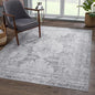 Bloom Rugs Washable 6' x 9' Rug - Ivory/Silver Gray Traditional Area Rug for Living Room, Bedroom, Dining Room, and Kitchen - Exact Size: 6' x 9'