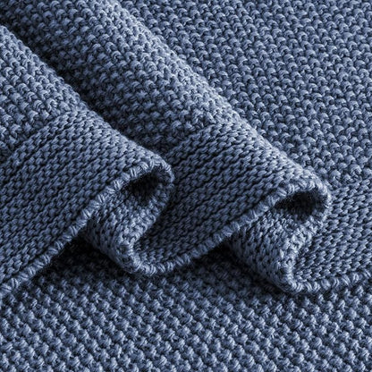 CozeCube Blue Throw Blanket for Couch, Soft Cozy Cable Knit Throw for Bed Sofa Living Room, Lightweight Warm Decorative Farmhouse Christmas Blanket, 50"x60", Dusty Blue