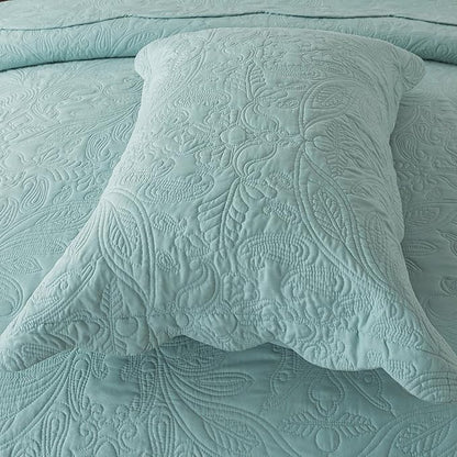 HoneiLife Quilt Set Queen Size - 3 Pieces Queen Quilt Bedding Set Microfiber Quilt Sets Lightweight Bedspreads Reversible Coverlets Retro Bed Cover Floral Bedding Set All Season Quilts-Sage Green