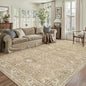 6x9 Brown Area Rug Non Slip Vintage Living Room Distressed Machine Washable Carpet Retro Indoor Bedroom Traditional Floral Accent Throw Rug for Office Kitchen Dorm Dining Room