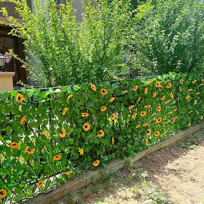 GLANT Expandable Fence Privacy Screen for Balcony Patio Outdoor,Decorative Faux Ivy Fencing Panel,Artificial Hedges (Single Sided Leaves) (1, Sunflowers)