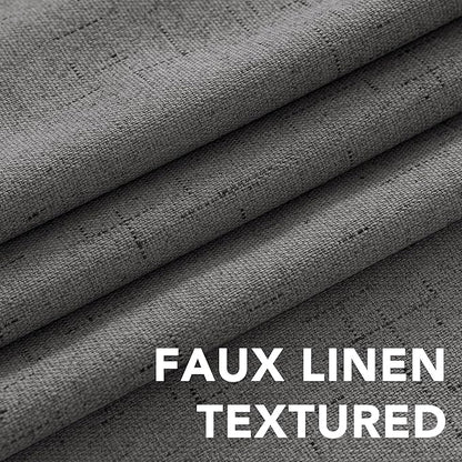 H.VERSAILTEX Linen Blackout Curtains Durable Thick Textured Linen Look 100% Blackout Patio Door Curtain Anti Rust Grommet Extra Wide Sliding Door Curtain Panel, W100 x L96 inch - Grey