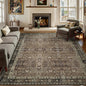 9x12 Vintage Washable Area Rug for Living Room,Low Pile Non Slip Carpet Non-Shedding Large Area Rug Soft Indoor Stain Resistant Rug Floral Print Mat for Bedroom Dining Room Brown Floral