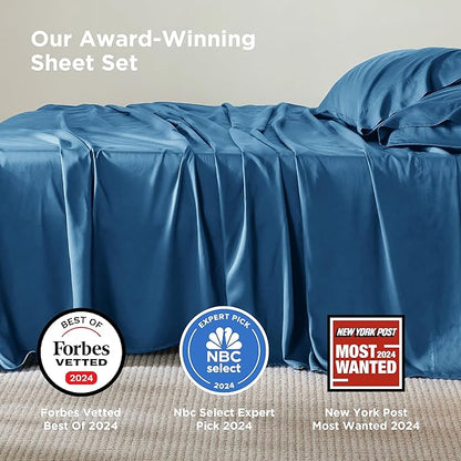 Bedsure California King Sheet Sets, Cooling Sheets, Rayon Derived from Bamboo, Breathable & Soft, Deep Pocket Up to 16 Inches, Hotel Luxury Silky Bedding for Hot Sleepers, Teal