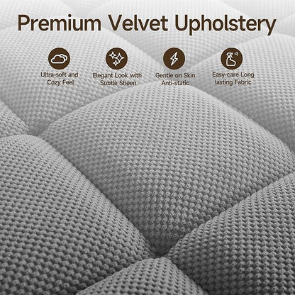 41.7" Chaise Lounge Chair Indoor, Oversized Boucle Upholstered Sofa Bed, Adjustable Backrest Deep Seat Reading Chair, Sofas Couches for Living Room with Storage, Cup Holders & 360° Swivel Side Table