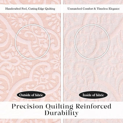 Superior 3 Piece Bedspread Set, Home Bed Decor, Decorative Bed Spread, 2 Pillow Shams, Medium Weight Blanket, Floral Matelasse Coverlet, Bedding Essentials, Enzy Collection, Queen, Peach