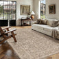 5x7 Deep Brown Area Rug Non Slip Vintage Living Room Distressed Machine Washable Carpet Traditional Indoor Bedroom Deep Brown Retro Floral Accent Throw Rug for Office Kitchen Dorm Dining Room
