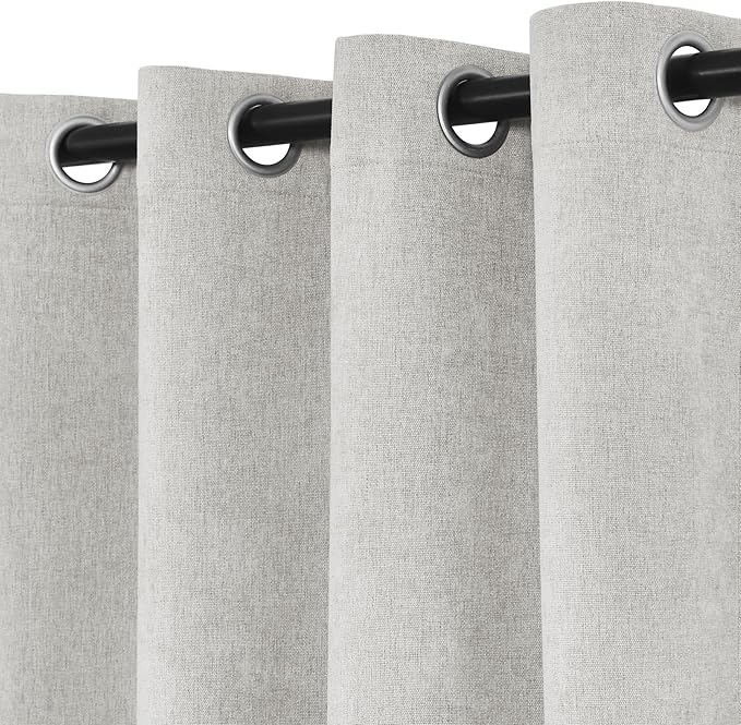 Macochico 52" Wx108 L 100% Blackout Curtains Extra Long Thermal Insulated Chenille Curtains for Living Room Bedroom Auditorium Home Theater White Grommet Curtains with Tieback Classic 1 Panel