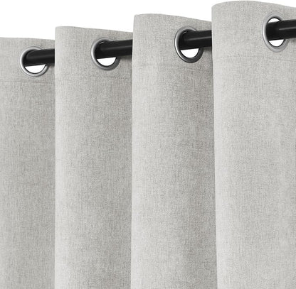 Macochico Extra Wide 100% Blackout Chenille Curtains 100" Wx96 L Thermal Drapes for Sliding Door Living Room Bedroom Auditorium Hotel White Curtains Grommet Top with Tieback Classic 1 Panel