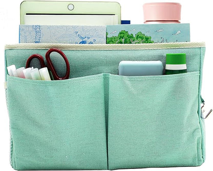 Someteth 2-Pack Bedside Caddy Bedside Hanging Storage Basket Multi-Function Organizer Caddy for Bunk and Hospital Beds Dorm Rooms Bed Rails, Can be Placed Glasses Books Mobile Phones（2pcs Green）