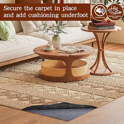 Rug Pad Waterproof Non-Slip 10x14 ft, 1/8" Thick Felt Cushion Pad for Area Rugs – Protects Hardwood, Tile & Laminate Floors – Keeps Rugs Flat & Secure