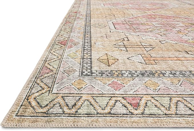 Loloi Skye Collection SKY-04 Gold/Blush 6'-0" x 6'-0" Round Area Rug