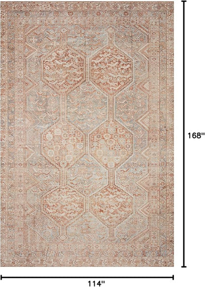 Loloi Chris Loves Julia Jules Collection JUL-04 Tangerine/Mist 9'-6" x 14', .13" Pile Height, Area Rug