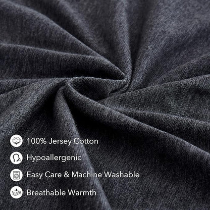 Oubonun 100% Jersey Cotton Body Pillow Cover with Zipper - Luxury Soft Removable Pillow Case - Long Fuzzy - Knitted (Dark Grey, 21"X54")