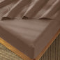 MooMee Fitted Bottom Sheet Only 100% Washed Cotton Linen Like Textured Breathable Durable Soft Comfy Deep Pocket Fits Mattress up to 17" (Brown, Queen)