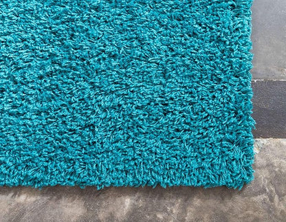 Unique Loom Solid Shag Collection Area Rug (10' x 13' 1" Rectangle, Deep Aqua Blue)