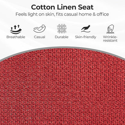 Zouron Mid Century Modern Accent Chair with Wooden Legs, Upholstered Swivel Chair No Wheels, Side Accent Armchair Vanity Chair for Small Space Home Office Living Room Bedroom, Red