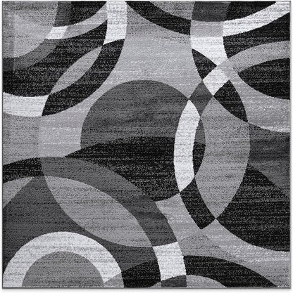 Rugshop Contemporary Abstract Circles Perfect for high Traffic Areas of Your Living Room,Bedroom,Home Office,Kitchen Square Area Rug 6'6" x 6'6" Gray