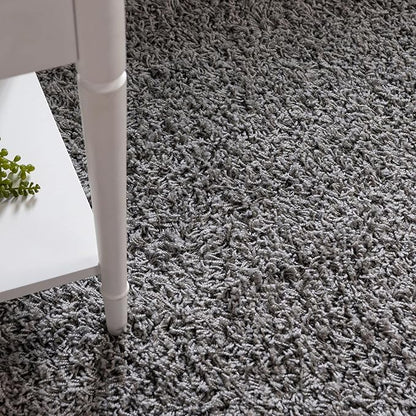 Unique Loom Solid Shag Collection Area Rug (3' 3" Square, Cloud Gray)