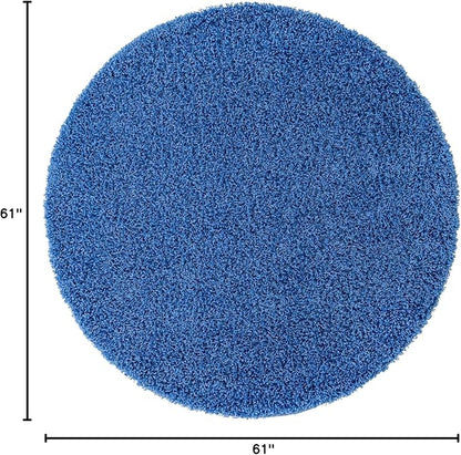 Unique Loom Solid Shag Collection Area Rug (5' Round Periwinkle Blue)