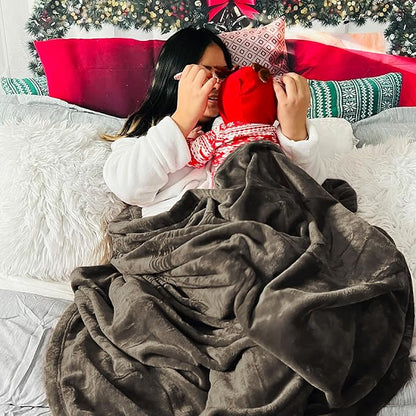 Bedsure GentleSoft Fleece Blankets Queen Size Brown - Bed Blanket Soft Lightweight Plush Fuzzy Cozy Luxury Microfiber, 90x90 inches