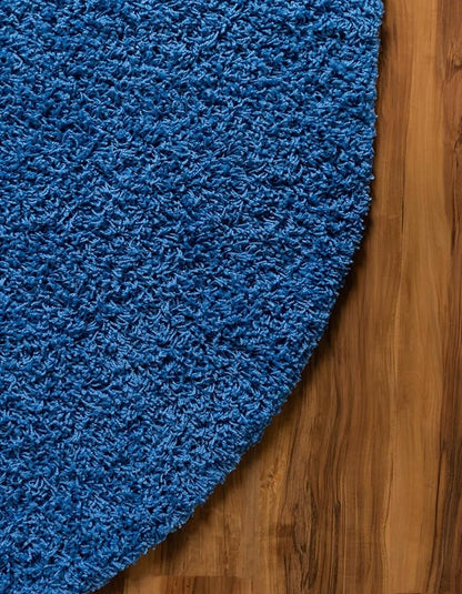 Unique Loom Solid Shag Collection Area Rug (5' 3" x 8' Oval, Periwinkle Blue)