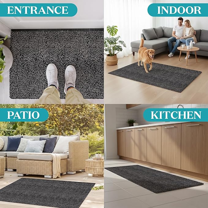 Premium Microfiber Indoor Door Mat – 20"x30" Washable Entry Mat, Non-Slip, Waterproof Backing, Super Absorbent, Low Profile Entryway Doormat for Indoor Entrance