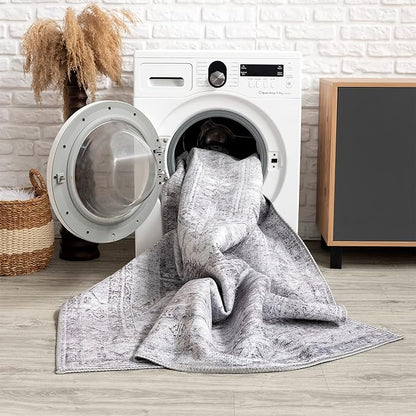 Bloom Rugs Washable Non-Slip 5' x 7' Rug - Red/Blue Traditional Area Rug for Living Room, Bedroom, Dining Room, and Kitchen - Exact Size: 5' x 7'