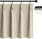 WdFour30 W x 24" L Inch Pinch Pleated Blackout Cafe Curtains - Pack of 2, 100% Light Blocking Back Tab Drapes for Half Windows, Kitchen & Bathroom Short Curtains (Hemp Gray)