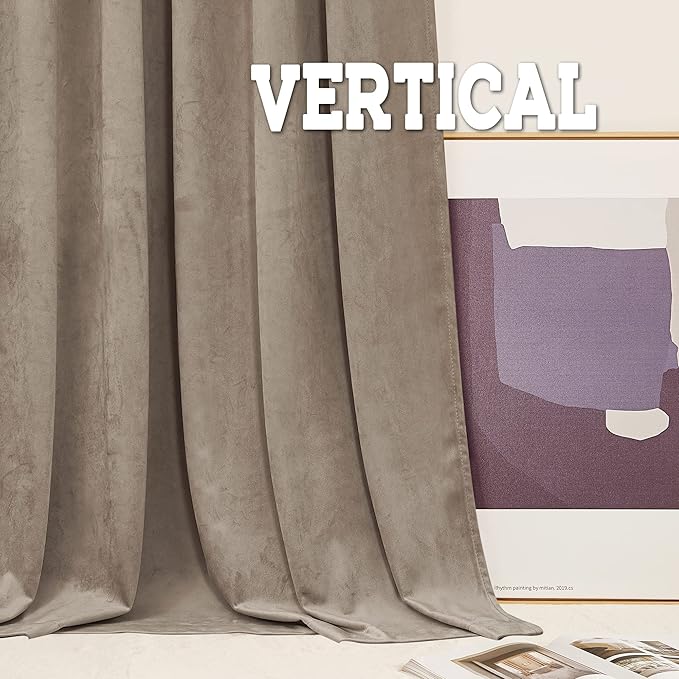 RYB Home Bedroom Curtains Heavy Velvet, Room Darkening Privacy Window Curtains Soft Durable Velvet Backdrops for Sliding Door Guest Room, Taupe, W52 x L120 inches, 2 Panels Set