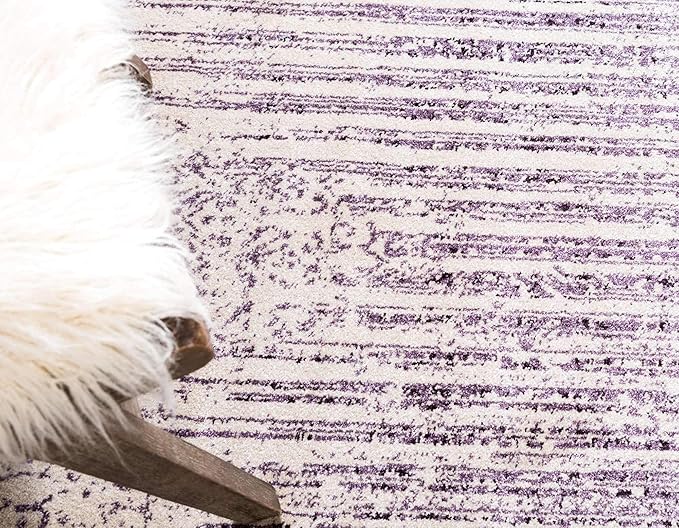 Unique Loom Del Mar Collection Area Rug - Jennifer (6' 1" Round, Purple/ Ivory)