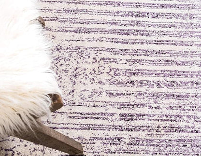 Unique Loom Del Mar Collection Area Rug - Jennifer (6' 1" Round, Purple/ Ivory)