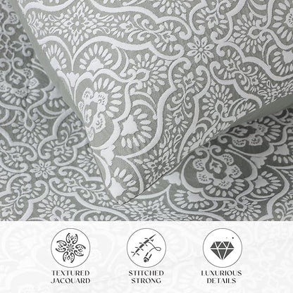 Superior 3 Piece Bedspread Set, Home Bed Decor, Decorative Bed Spread, 2 Pillow Shams, Medium Weight Blanket, Floral Matelasse Coverlet, Bedding Essentials, Enzy Collection, King, Sage