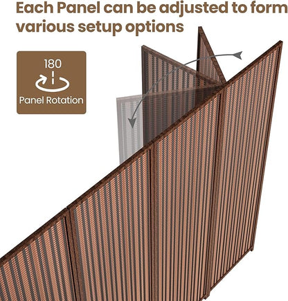 4 Panel Room Divider and Extra Wide Folding Privacy Screen, 63" W x 67" H, Bamboo Room Divider for Room Separation.