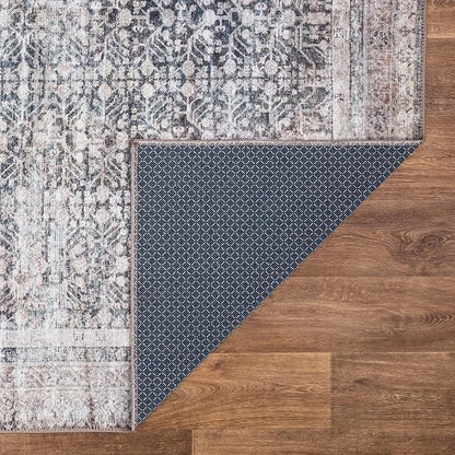 Bloom Rugs Washable Non-Slip 3' x 5' Rug - Tan/Blue/Green Traditional Area Rug for Living Room, Bedroom, Dining Room, and Kitchen - Exact Size: 3' x 5'