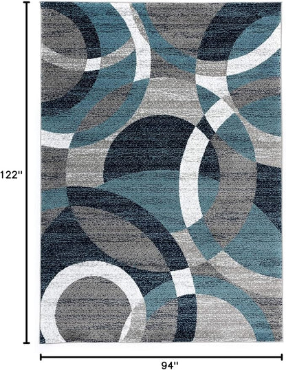 Rugshop Blue Modern Geometric Indoor Large Area Rug, Overlapping Circle Pattern, Fade Resistant, Non-Shedding, for Living Room, Dining Room and Family Room, 7'10" x 10'2"