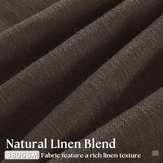 Dark Chocolate Pinch Pleated Linen Curtains 96 Inches Long 2 Panels for Living Room Bedroom Memory Training Brown Semi Sheer Pleat Drapes with Hooks Rings Light Filtering Window Curtain 40x96