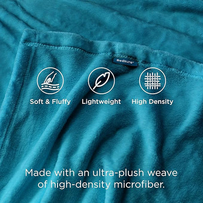 Bedsure GentleSoft Fleece Blankets Queen Size Teal - Bed Blanket Soft Lightweight Plush Fuzzy Cozy Luxury Microfiber, 90x90 inches
