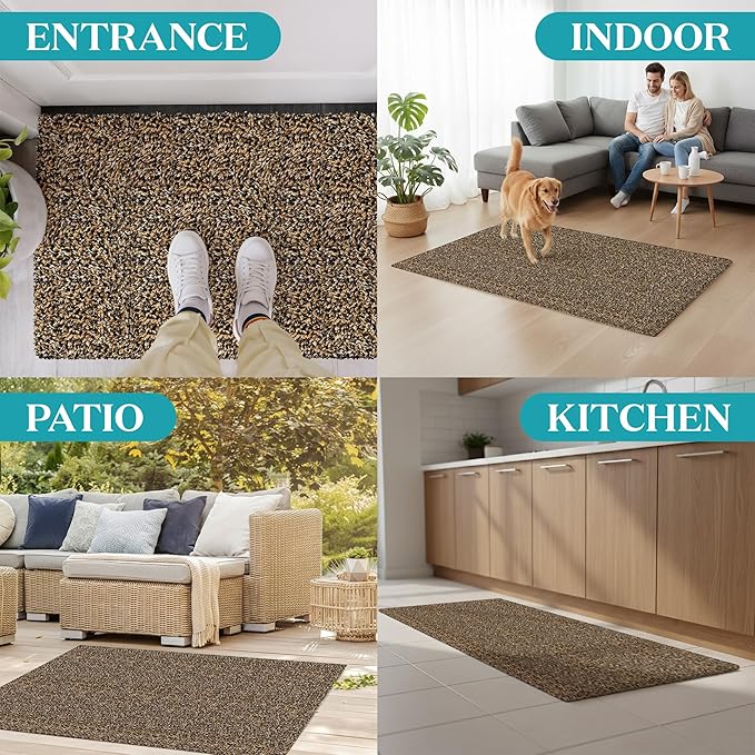 Premium Microfiber Indoor Door Mat – 36"x60" Washable Entry Mat, Non-Slip, Waterproof Backing, Super Absorbent, Low Profile Entryway Doormat for Indoor Entrance