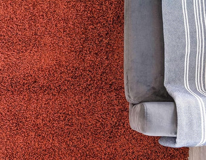 Unique Loom Solid Shag Collection Area Rug (8' x 10' Rectangle, Terracotta)