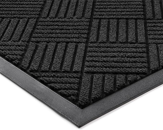 Front Door Mat, Heavy Duty Indoor Outdoor Doormat, 72" x 36" Low Profile Outdoor Mats for Home Entrance, Stain and Fade Resistant Welcome Mat Ideal for High Traffic Area, Diamond Black