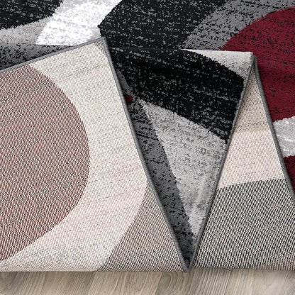 Rugshop Contemporary Abstract Circles Perfect for high Traffic Areas of Your Living Room,Bedroom,Home Office,Kitchen Area Rug 3'3" x 5' Red