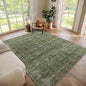 Washable 6x9 Area Rugs for Living Room, Boho Non-Slip Vintage Distress Large Rugs for Bedroom Dining Room Nursery Office, 0.3" Neutral Oriental Throw Thin Carpet, Grass Green/Multi